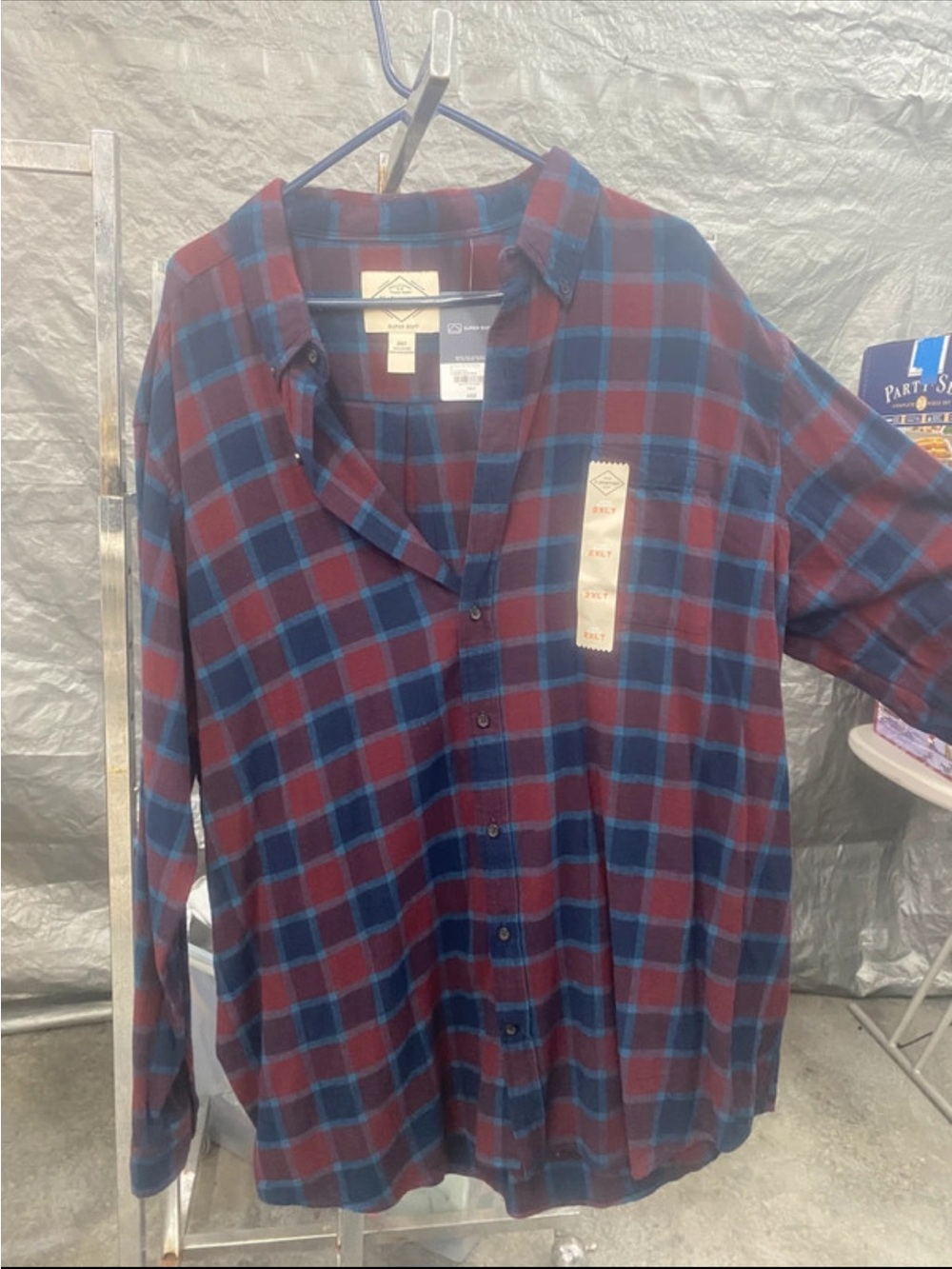 St. John's Bay Plaid Button-Down Shirt - Blue & Burgundy